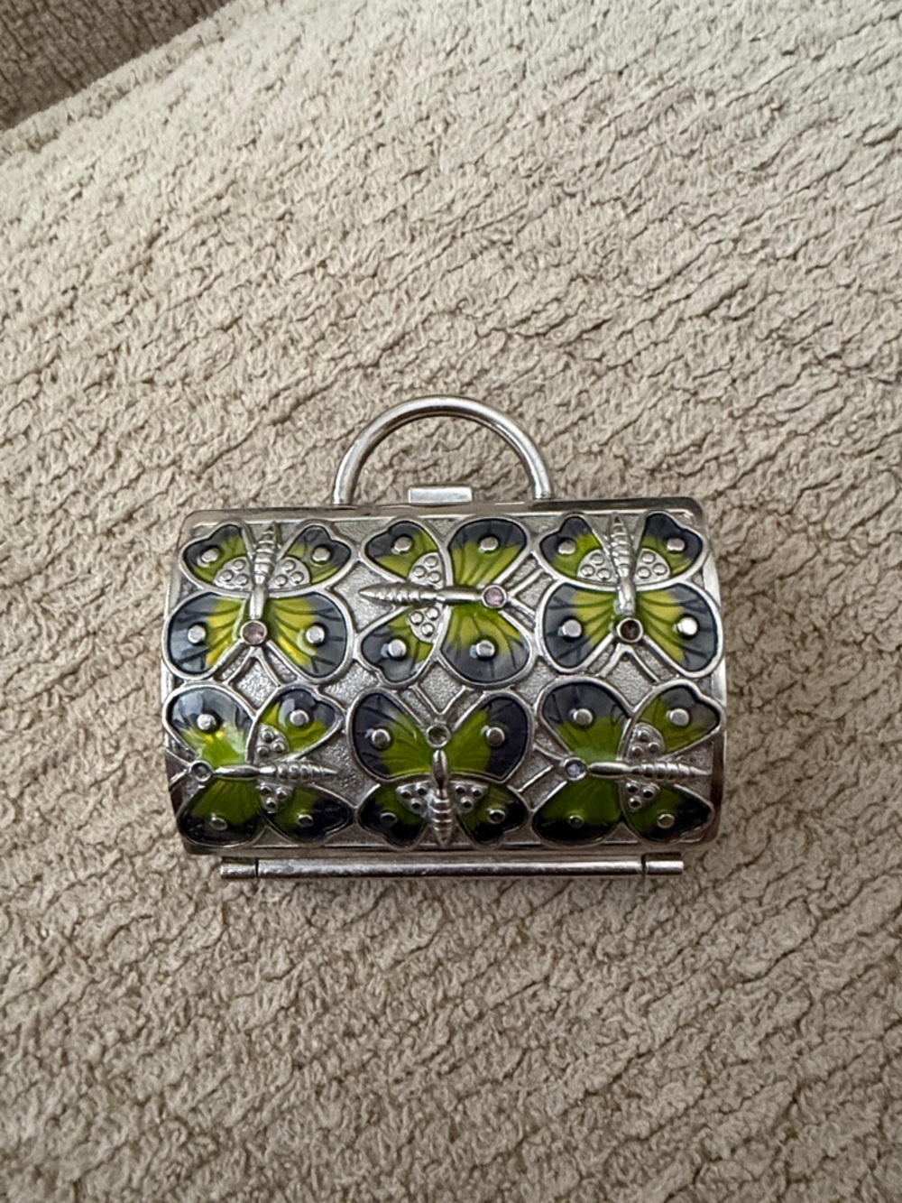 Judith Leiber Silver-Tone Mini Purse Pillbox
